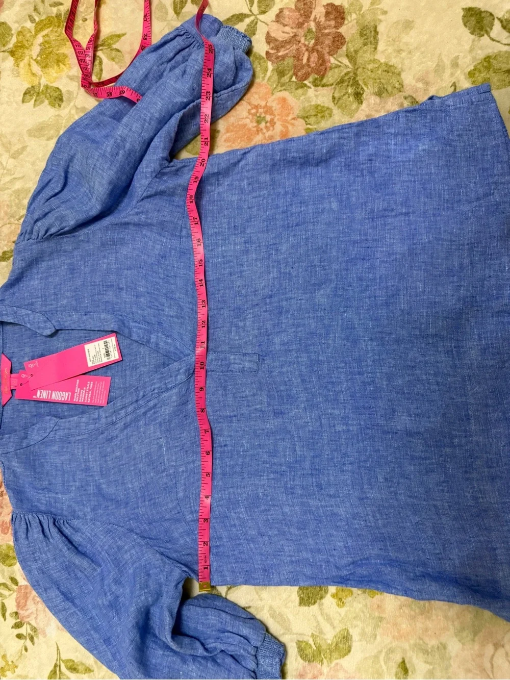 Lilly Pulitzer NWT Mialeigh 100% Linen Puff Elbow Sleeve Blouse